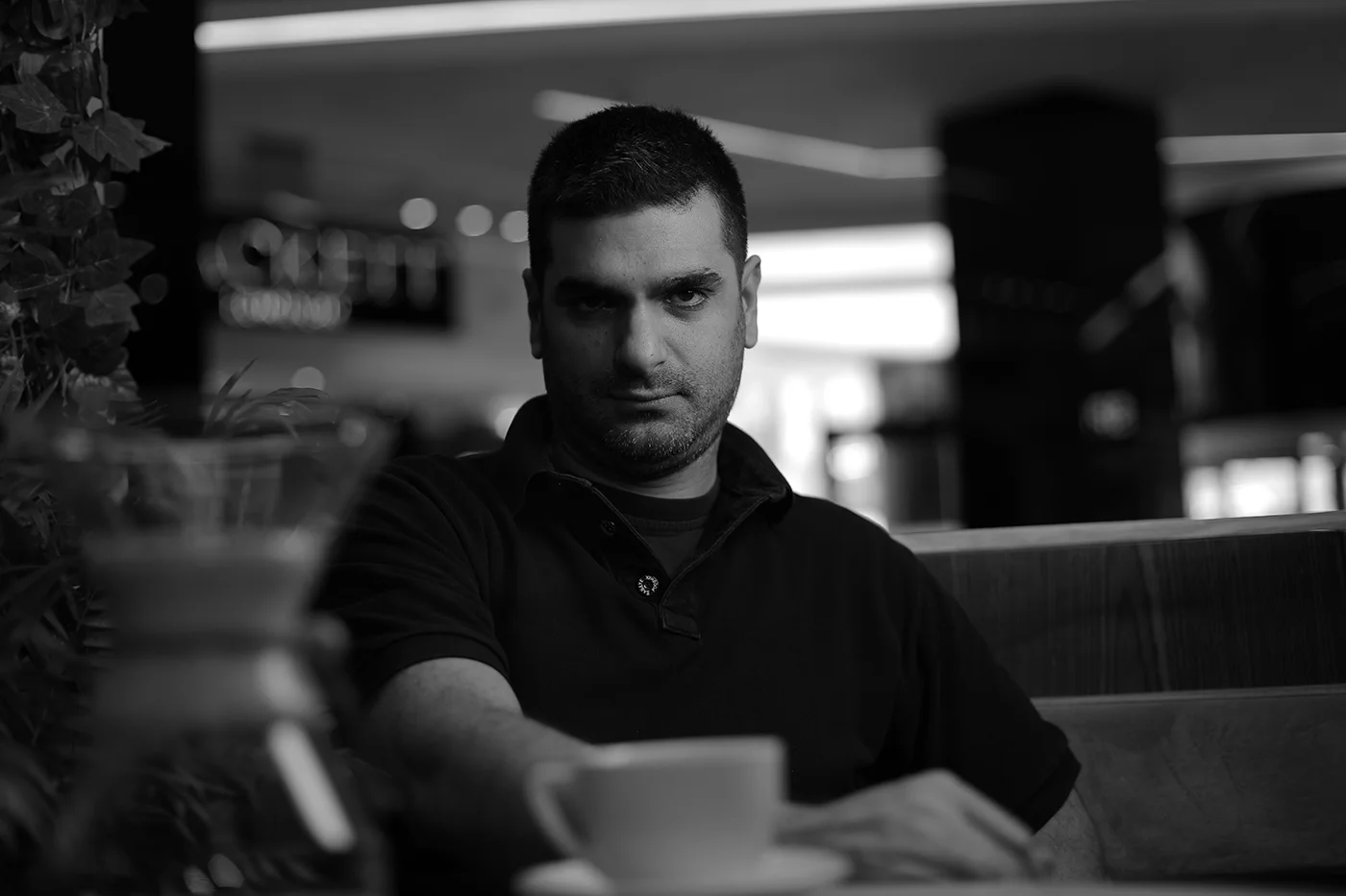 Ahad Amiri Image In Cafe, GrayScale