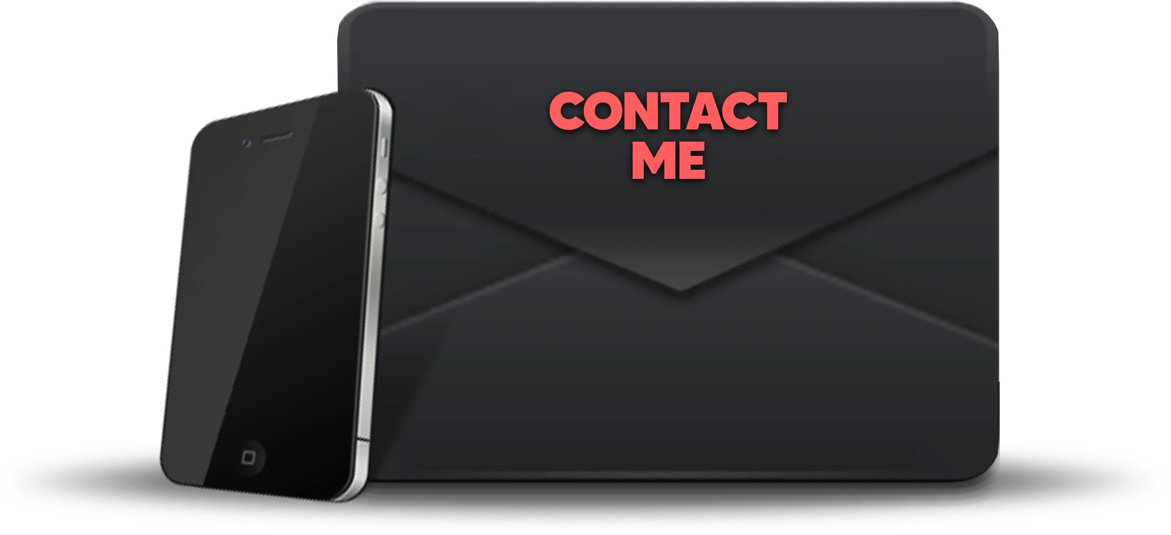 dark letter and mobile icon under the e-mail and phone