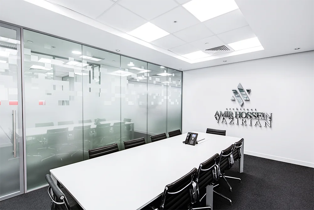Mockup of Amir Hossein Vazirian Logo in Office Wall